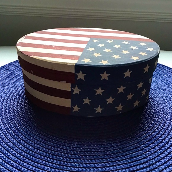 🇺🇸Vintage Rustic Stars & Stripes Patriotic Oval Box - Picture 3 of 9